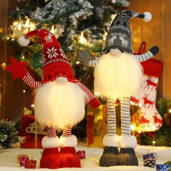 NEW  2Pcs 24.8 Inch Large Size Lighted Standing Christmas Gnomes Decorations - Picture 6 of 9